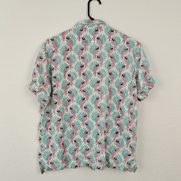 Roberta Roller Rabbit Parrot Printed Pajama Button Up Shirt Size LG Women's - Picture 9 of 12
